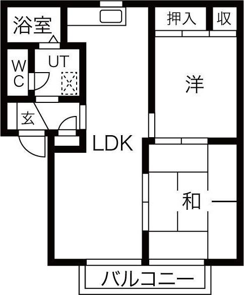 アーバンハイツ御幸山A棟(2LDK/2階)の間取り写真