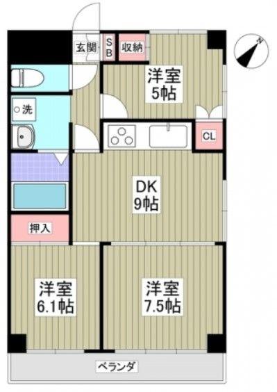 若葉グリーンプラザ八番館(3DK/2階)の間取り写真