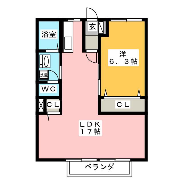 ファミーユ大洞II(1LDK/2階)の間取り写真