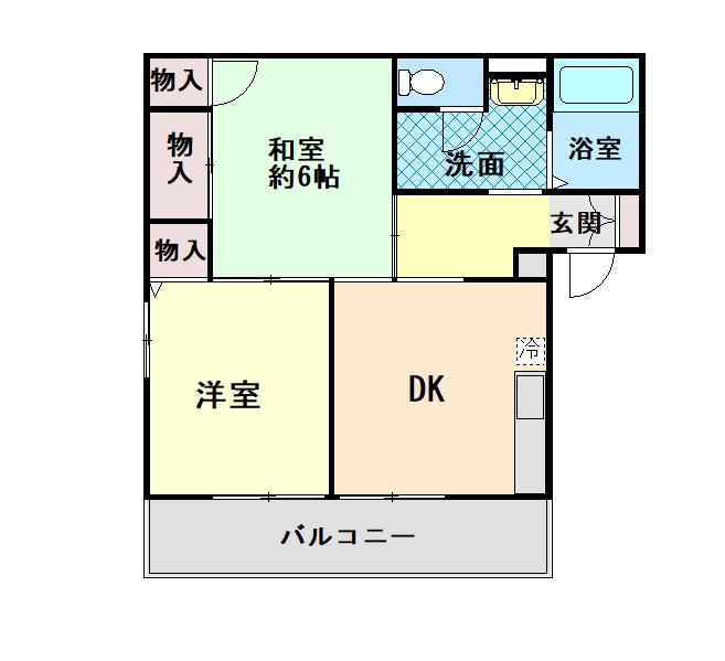 メゾンヴィオレット(2DK/1階)の間取り写真