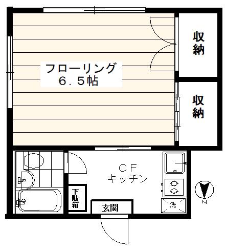 オーク酒井(1K/2階)の間取り写真