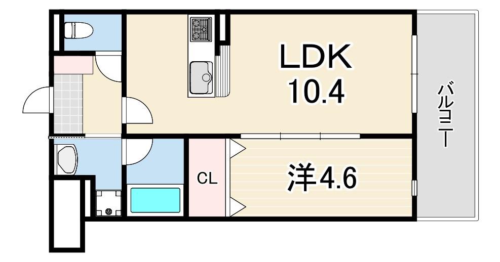 尼崎市・安藤康雄様マンション(1LDK/1階)の間取り写真