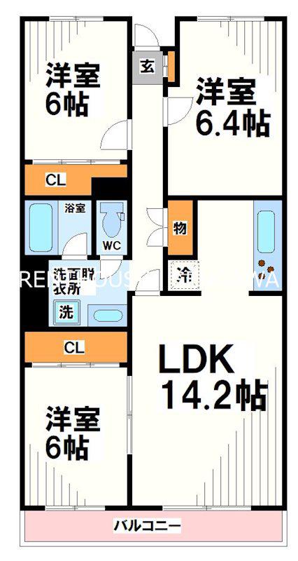 エクセルハイツ(3LDK/1階)の間取り写真