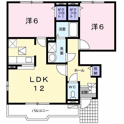 ロザージュ(2LDK/1階)の間取り写真