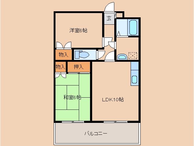 サンライズ本郷(2LDK/3階)の間取り写真
