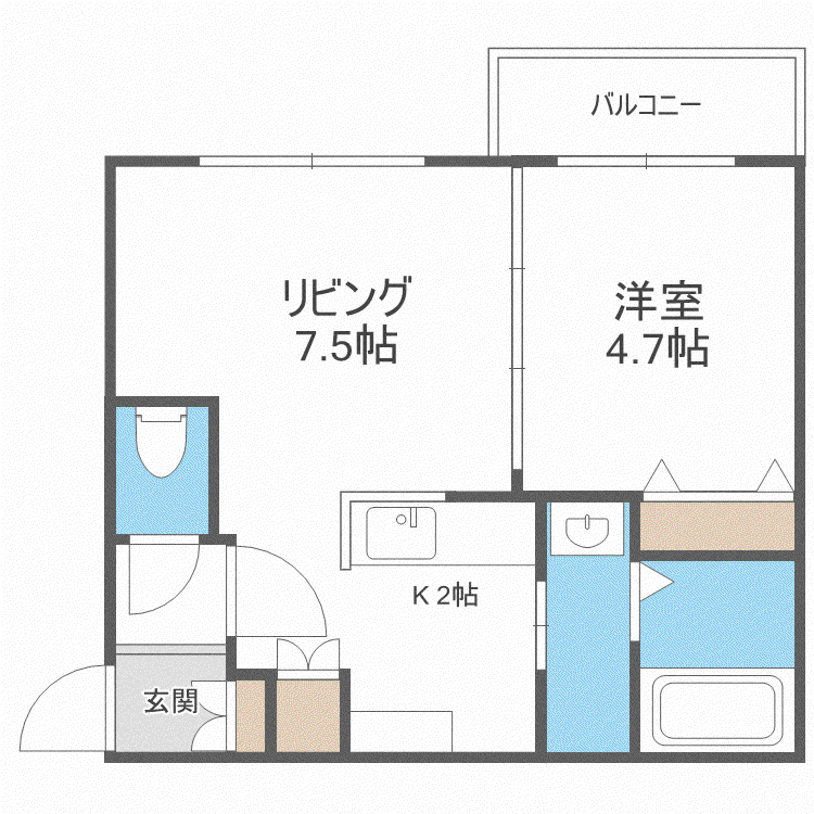 コートロティN9(1LDK/2階)の間取り写真