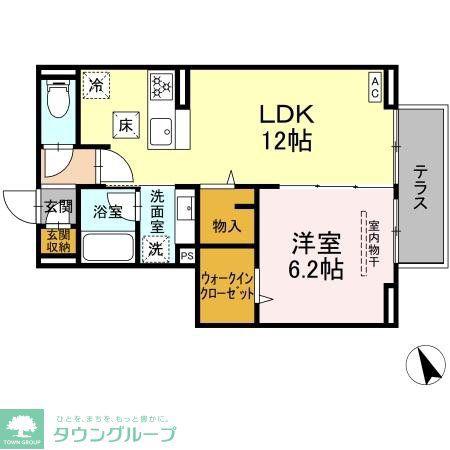 ハスクバーナ江戸川台(1LDK/1階)の間取り写真