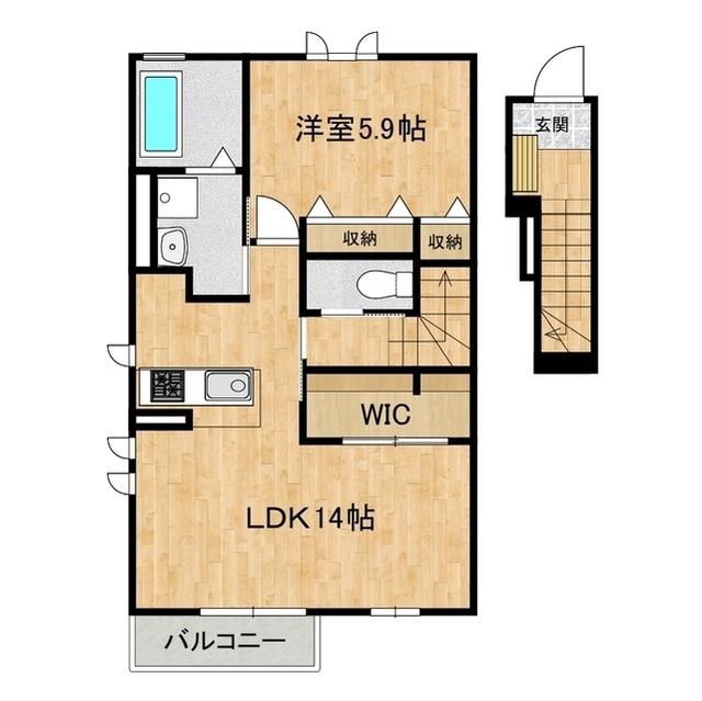 パステルコート・リオ(1LDK/2階)の間取り写真