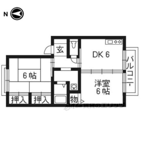 CASA竹風館(2DK/2階)の間取り写真