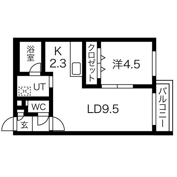 PROSPERITY手稲(1LDK/3階)の間取り写真