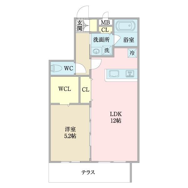 エミナーレ西九条(1LDK/2階)の間取り写真