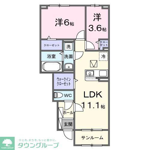 ブリーズガーデン(2LDK/1階)の間取り写真