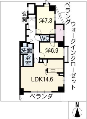 ST・シャンテ(2LDK/5階)の間取り写真