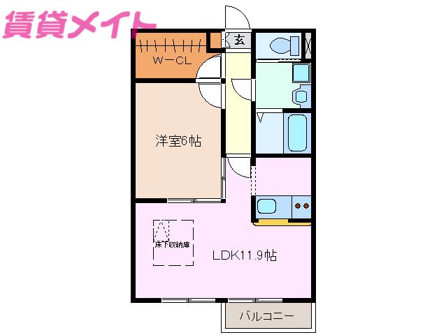 ラ・テラ滝川(1LDK/1階)の間取り写真