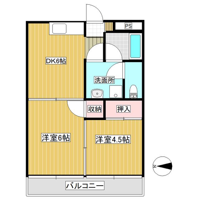 カレント林田(2DK/3階)の間取り写真
