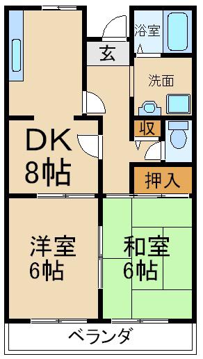 メゾンさくら(2DK/3階)の間取り写真