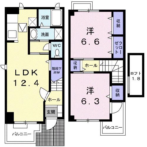 ロヴェール(2LDK/1階)の間取り写真