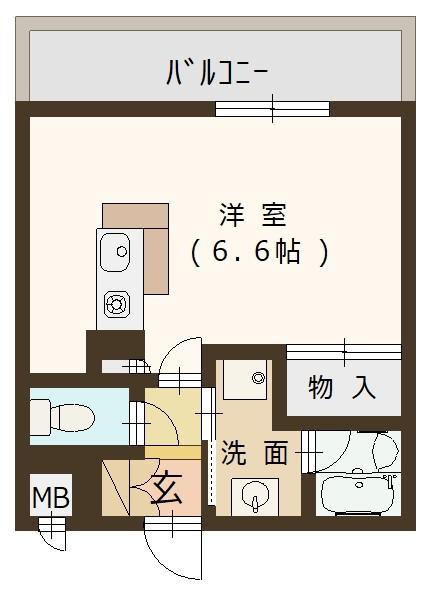 ノーブル参番館(ワンルーム/1階)の間取り写真