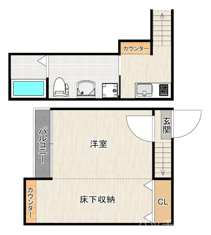 エバーブライト馬出(1SK/2階)の間取り写真