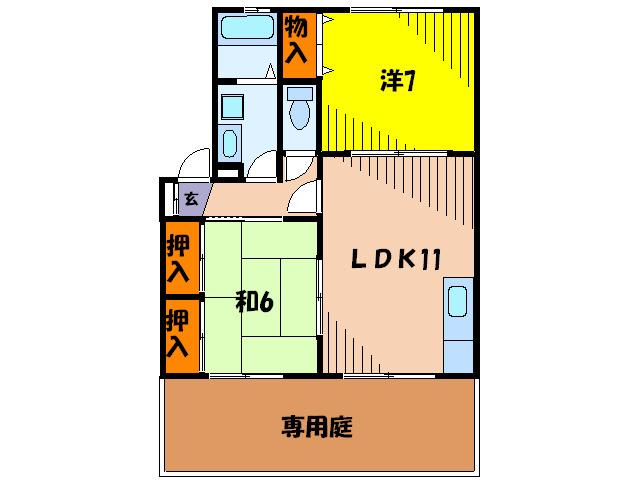 グレース・ノト(2LDK/1階)の間取り写真