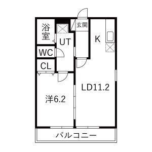 リブエステート井田(1LDK/1階)の間取り写真