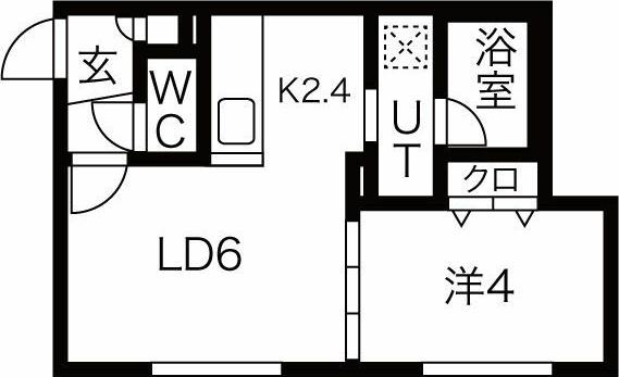 クラブプルミエ琴似4条(1LDK/2階)の間取り写真
