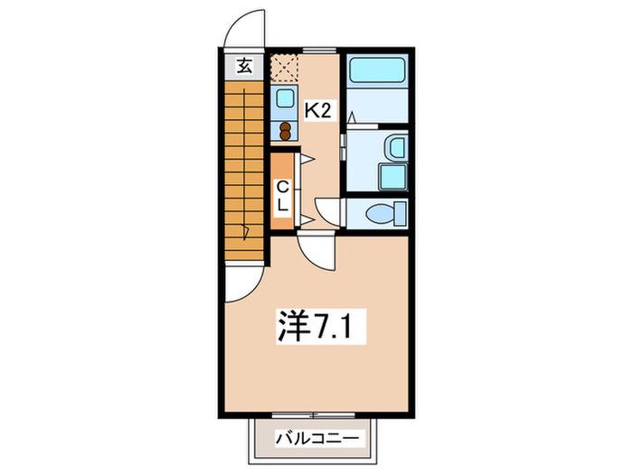 アムールYUKI(1K/2階)の間取り写真