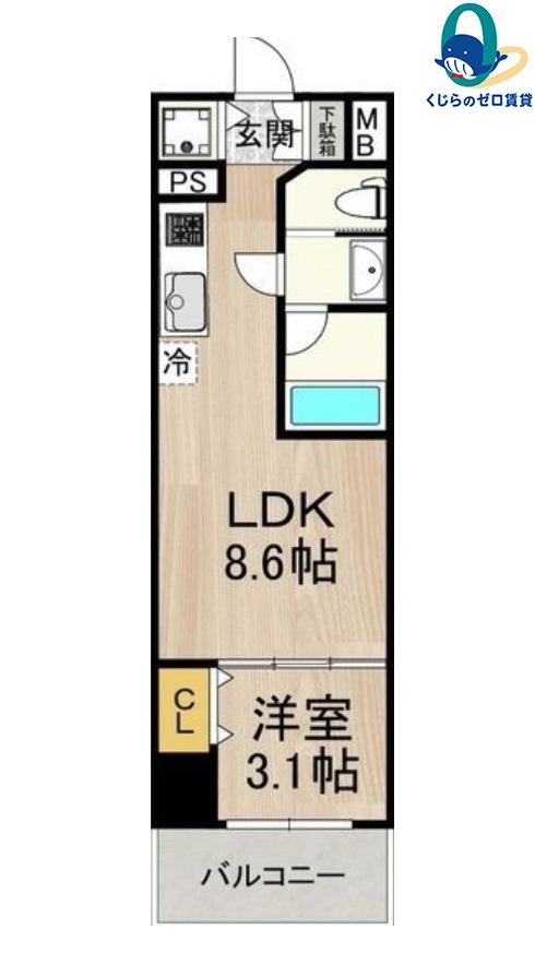 セノアタワー泉(1LDK/8階)の間取り写真