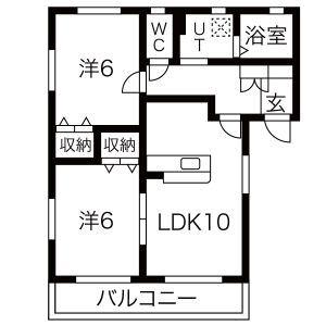 エクセランメゾン(2LDK/2階)の間取り写真