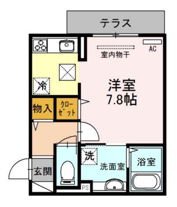 日東新町Dルーム(1K/1階)の間取り写真