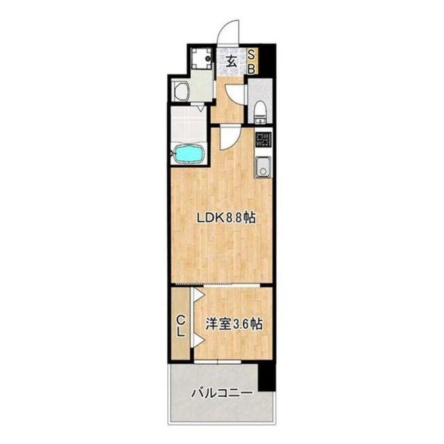 レクシア堺東(1LDK/10階)の間取り写真