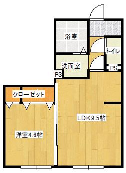 チアフルビューティ白山 A棟(1LDK/3階)の間取り写真
