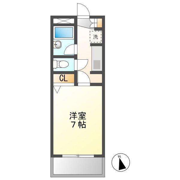 平和マンション(1K/5階)の間取り写真