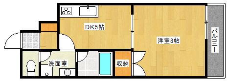 第2倉本ビル(1DK/5階)の間取り写真