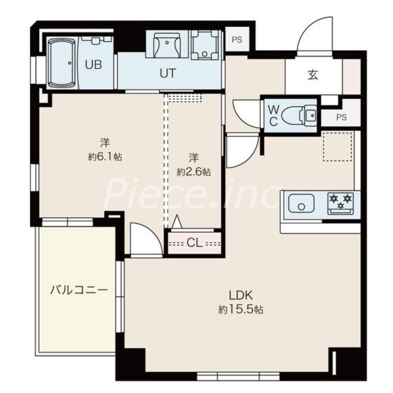 ブルーノ北畠(2LDK/3階)の間取り写真