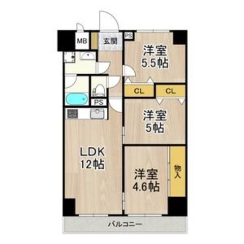 パークモダン住之江公園(3LDK/3階)の間取り写真