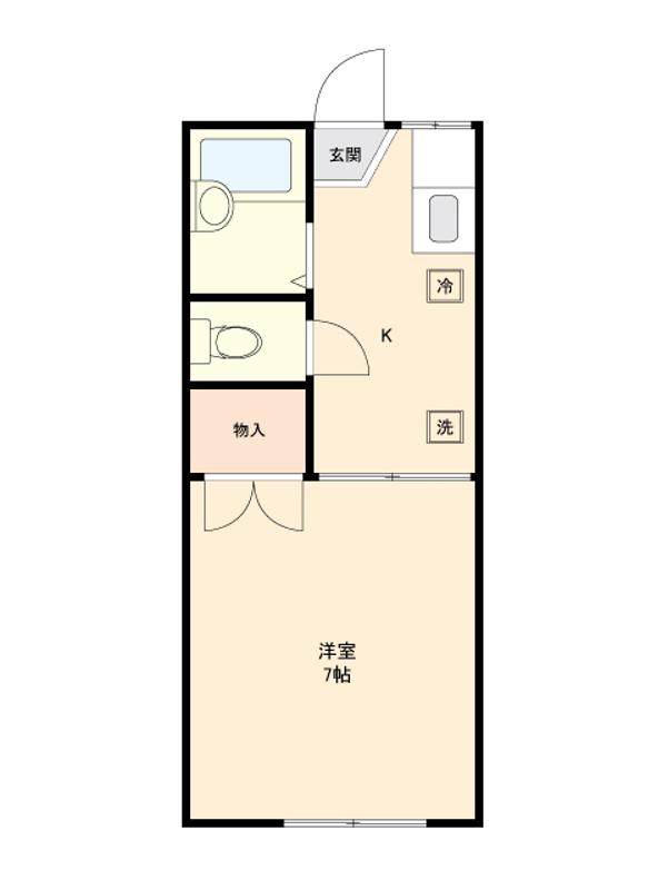 サンハイムT&K(1K/1階)の間取り写真