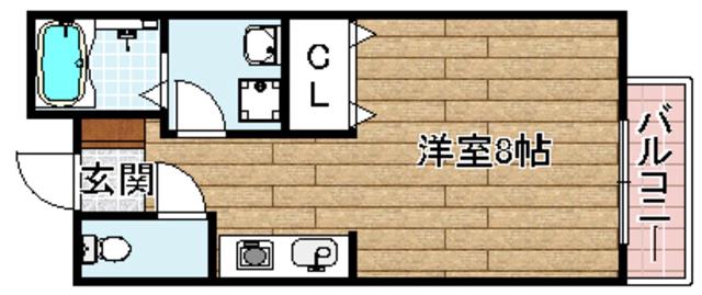 プロースト高槻(1K/1階)の間取り写真
