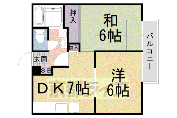 ウィンディアコリーヌ(2DK/1階)の間取り写真