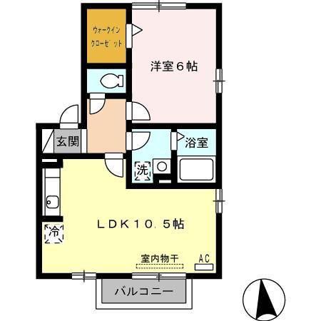 カルム ファミュ(1LDK/2階)の間取り写真