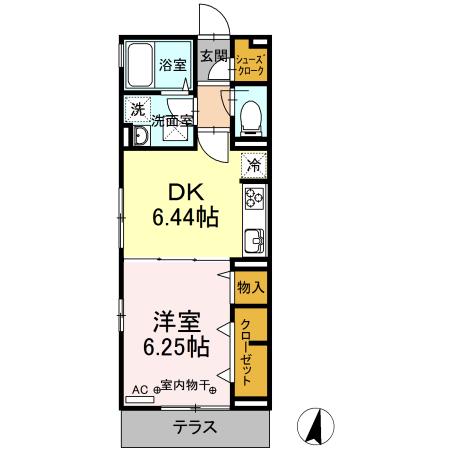 ロード花みずき(1DK/1階)の間取り写真