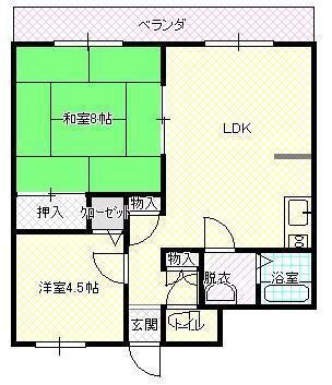 ジョーハイツ白山(2LDK/3階)の間取り写真