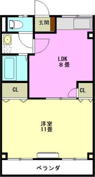 啓周ビル(1LDK/3階)の間取り写真