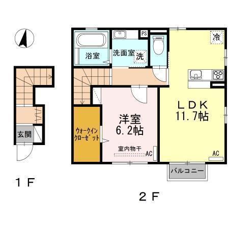 ウィットAR(1LDK/2階)の間取り写真