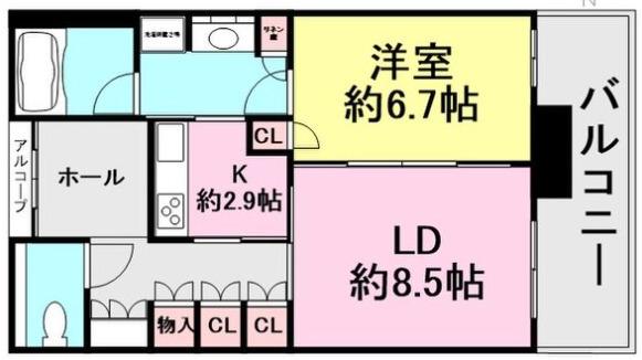 グラングリーン大阪 THE ノース RESIDENCE(1LDK/15階)の間取り写真