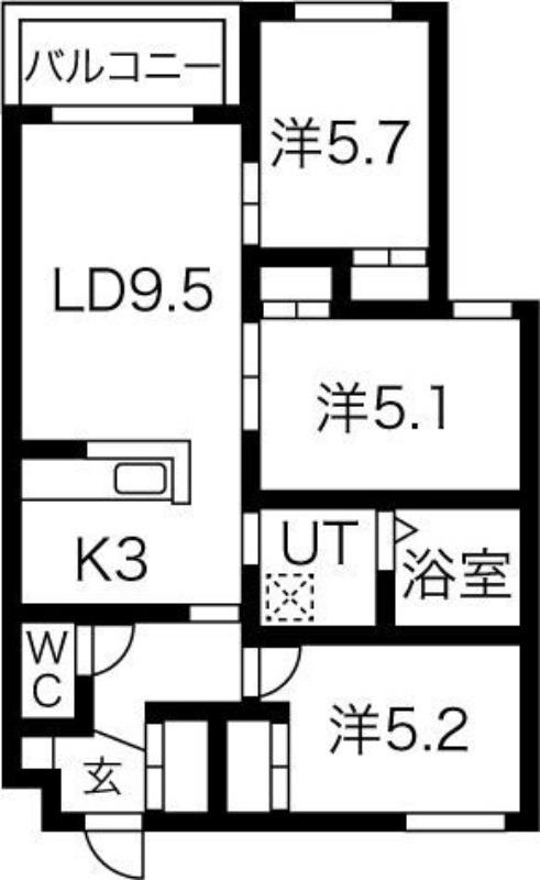 LORANGE(3LDK/3階)の間取り写真