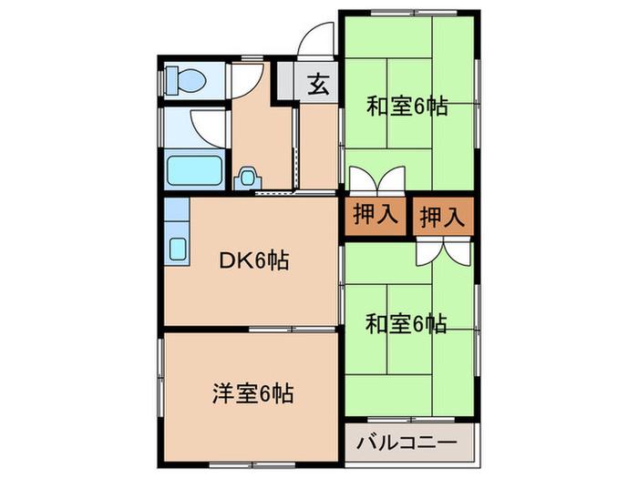 尾崎コーポ美合A(3DK/2階)の間取り写真
