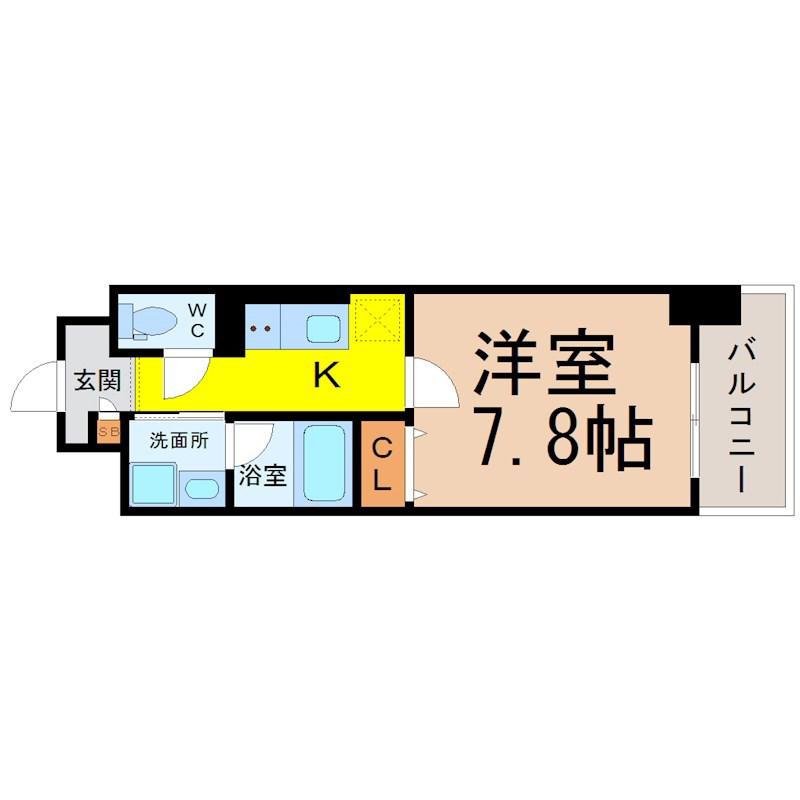 リヴシティ浅間町(1K/4階)の間取り写真