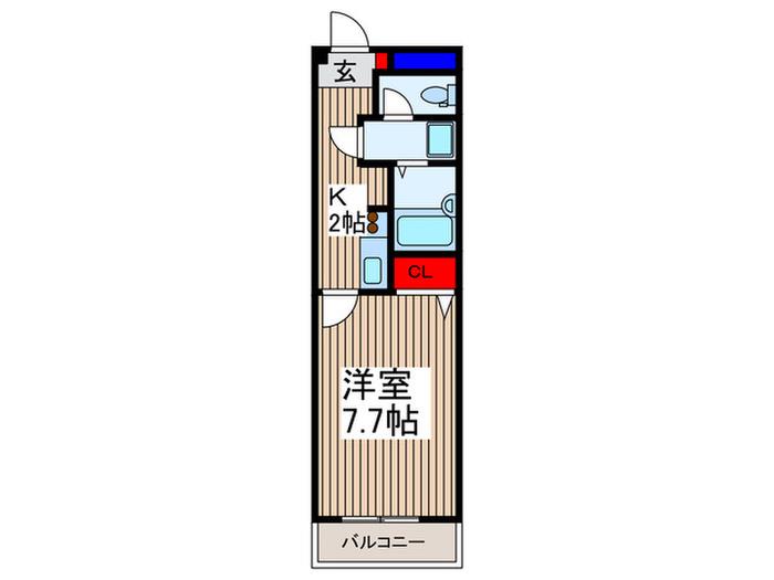 ドミール所沢II(1K/6階)の間取り写真