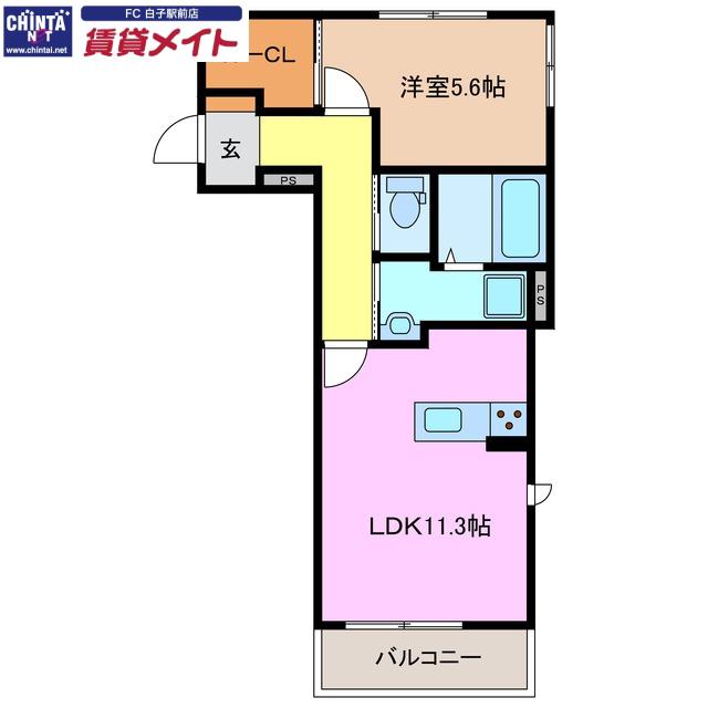 YCマンション白子(1LDK/2階)の間取り写真